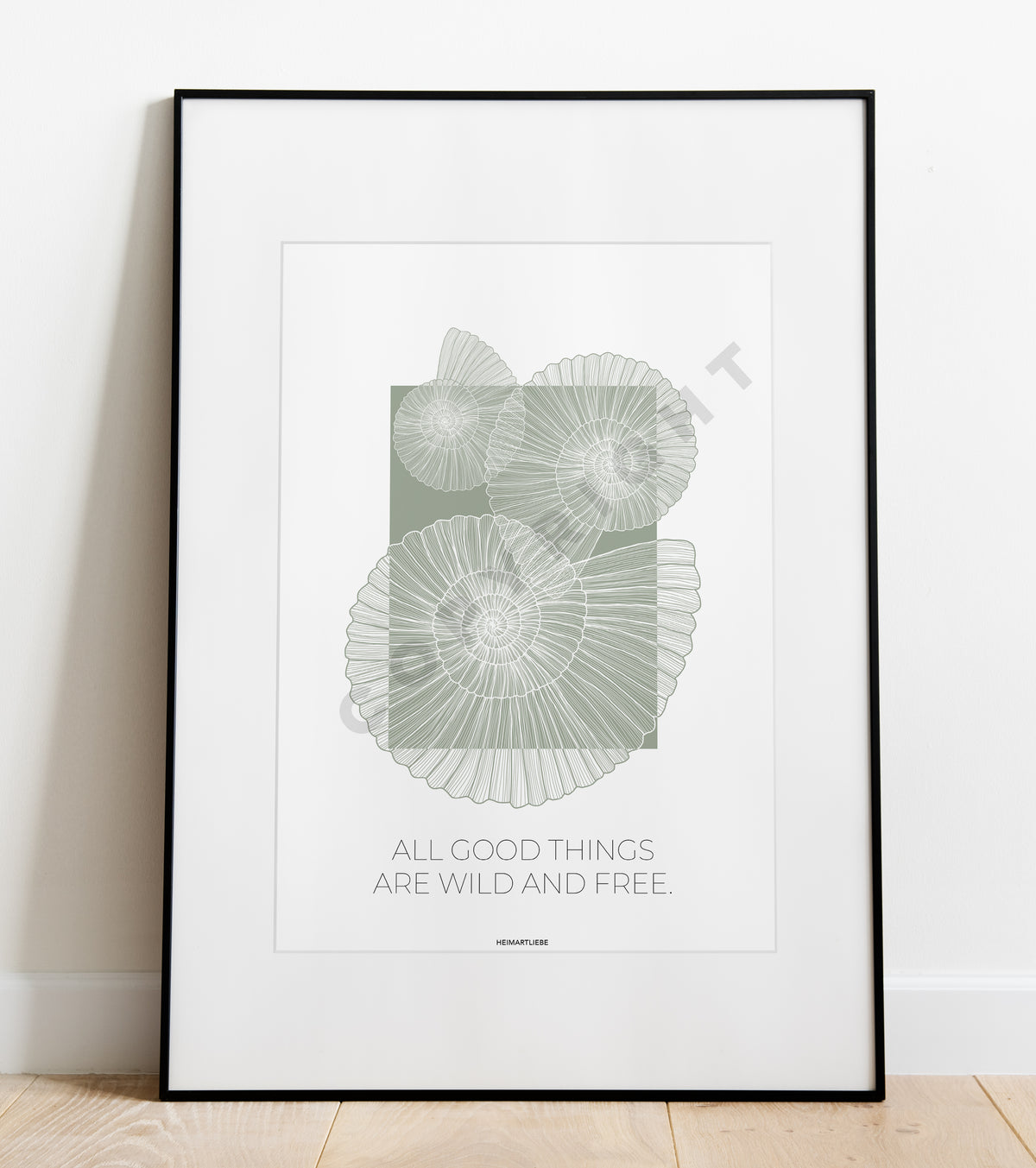 PRINT - BLUE | SAND | GREEN OCEAN - ALL GOOD THINGS ARE WILD AND FREE