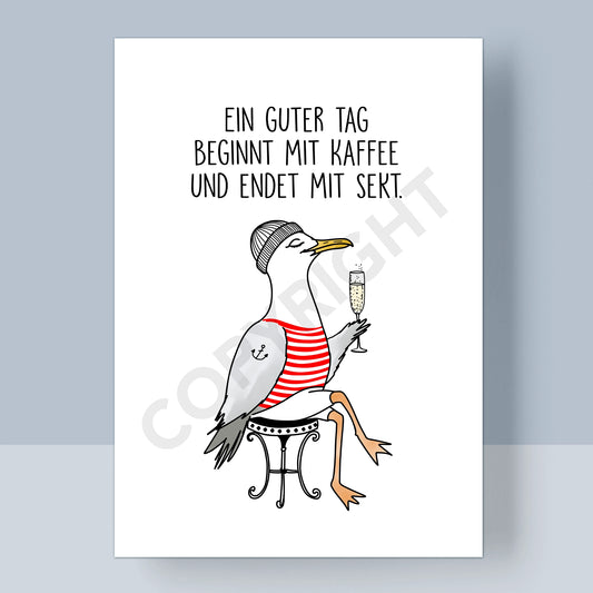 POSTKARTE - EIN GUTER TAG BEGINNT MIT KAFFEE