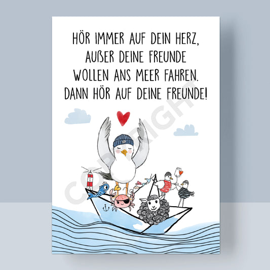 POSTKARTE - HÖR AUF DEIN HERZ