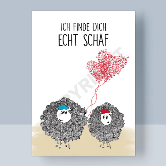 POSTKARTE - ICH FINDE DICH ECHT SCHAF
