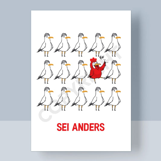 POSTKARTE - SEI ANDERS MÖWEN
