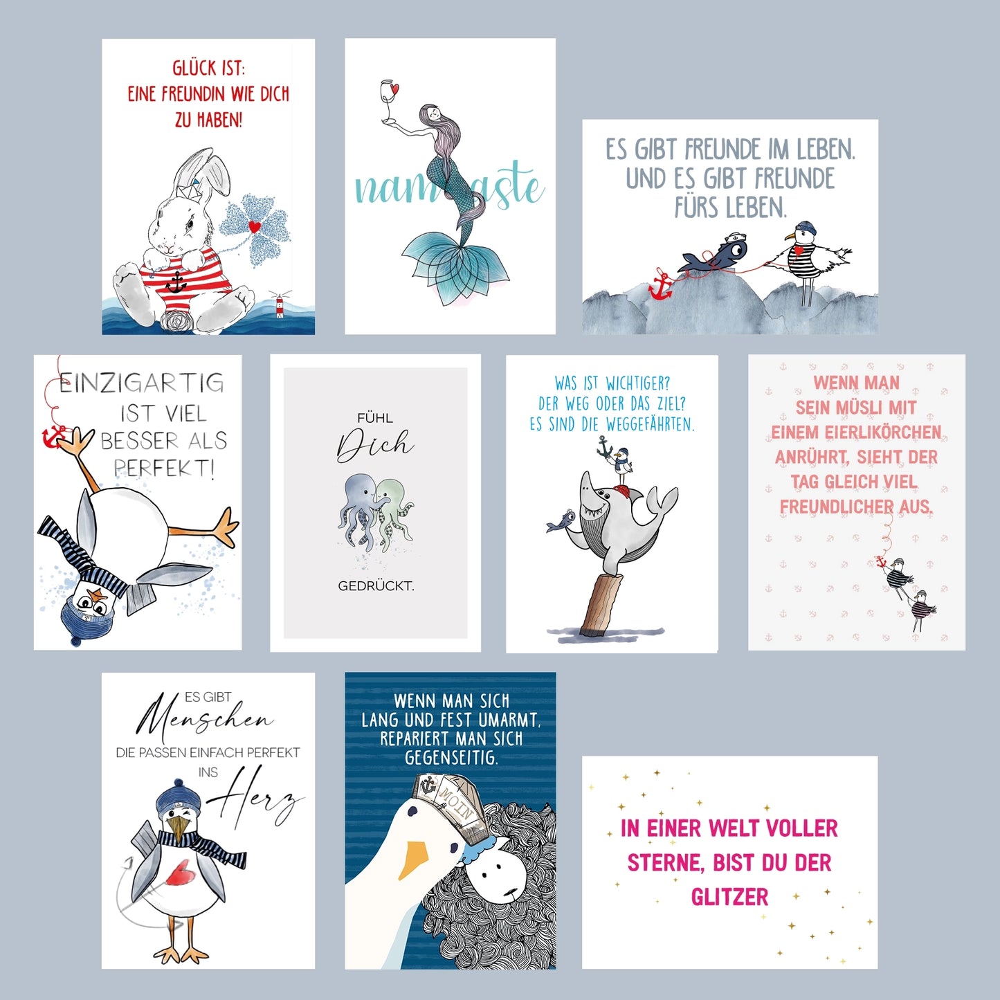 POSTKARTEN 10er SET -  FÜR DIE BESTE FREUNDIN